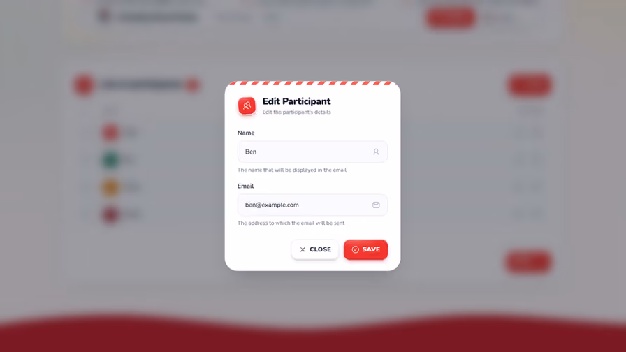 Edit Participant dialog with the participant's details